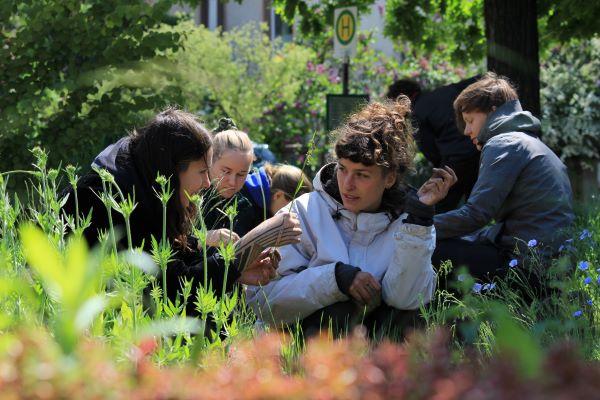 Neues Lernen Junge Menschen im Garten